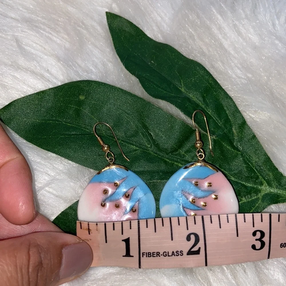 Ceramic Pastel Color Gold Tone Earrings